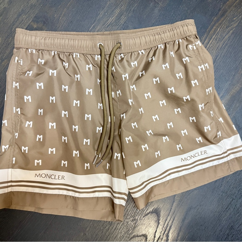 SOLD Moncler Brown Logo Swim Shorts
